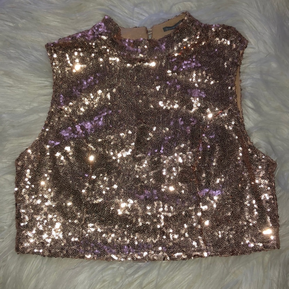 Rose Gold Sequins Crop Top